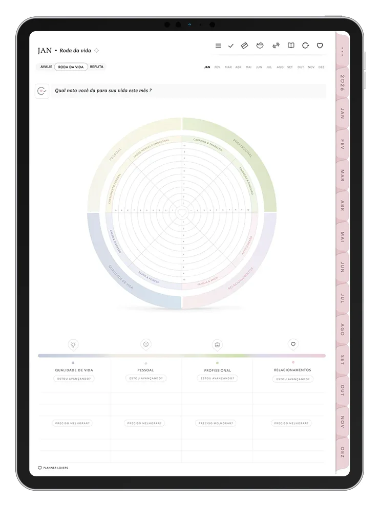 Página do Planner Digital no iPad