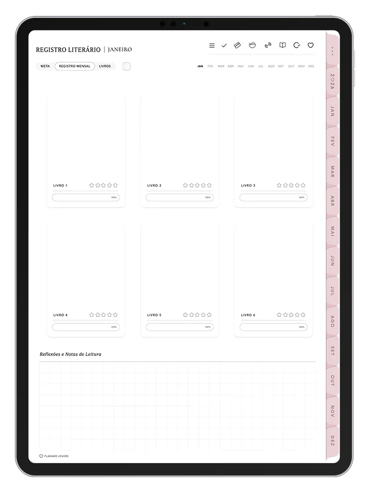Página do Planner Digital no iPad